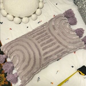 Purple Textured Rectangular Pillow with Tassels